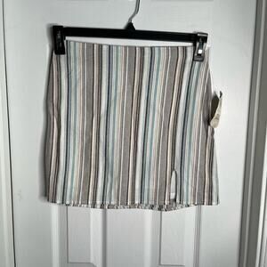 Altar'd State Gray & Blue Striped Mini Skirt Size Small